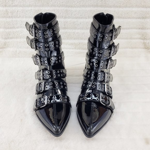 Wicked Warlock Patent Multi Strap Men's Goth Dress Boots - Picture 2 of 11